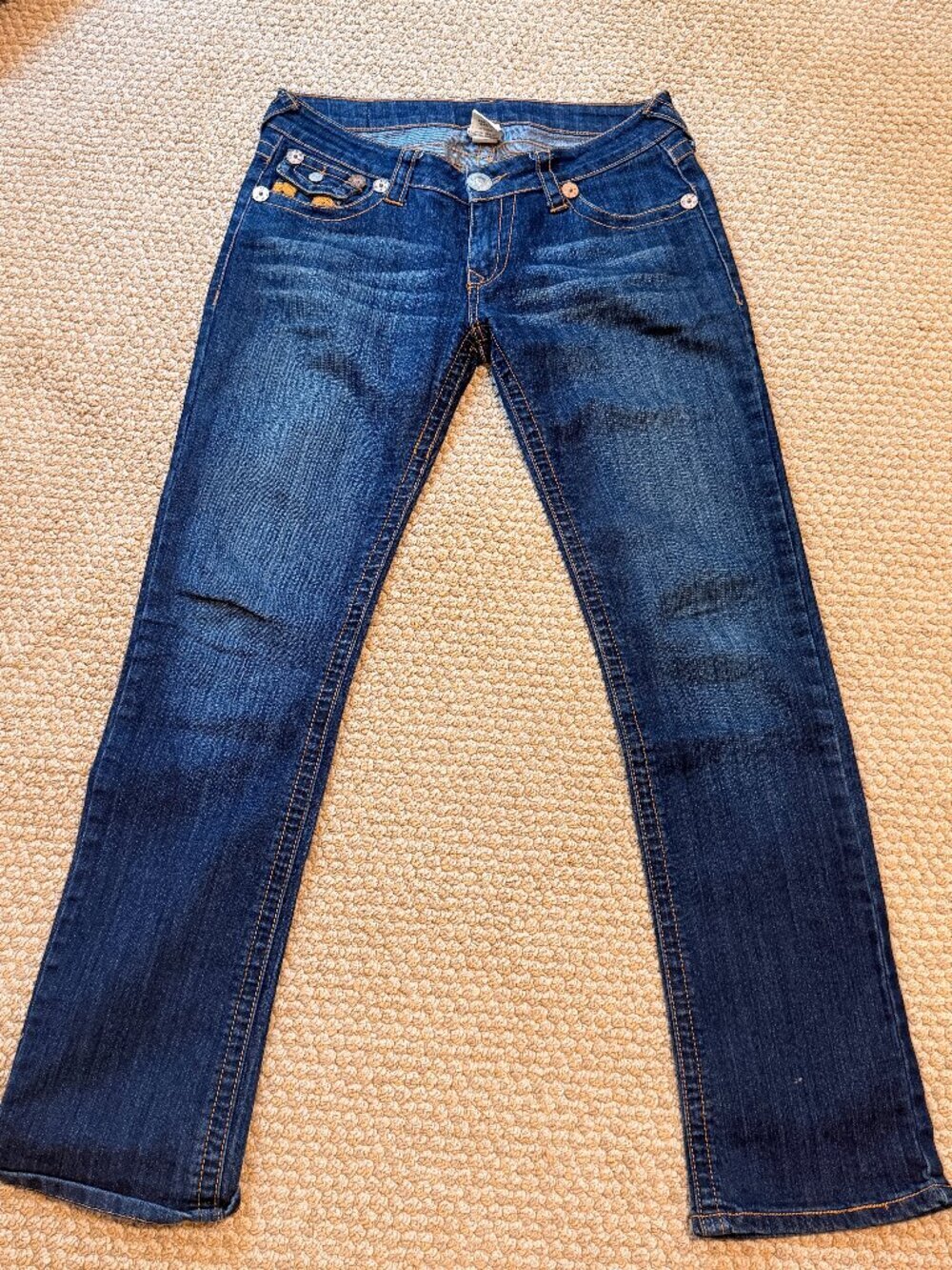 Vintage True Religion Y2K style Dark Wash Denim Jeans sz 30 x 32.5" Inseam